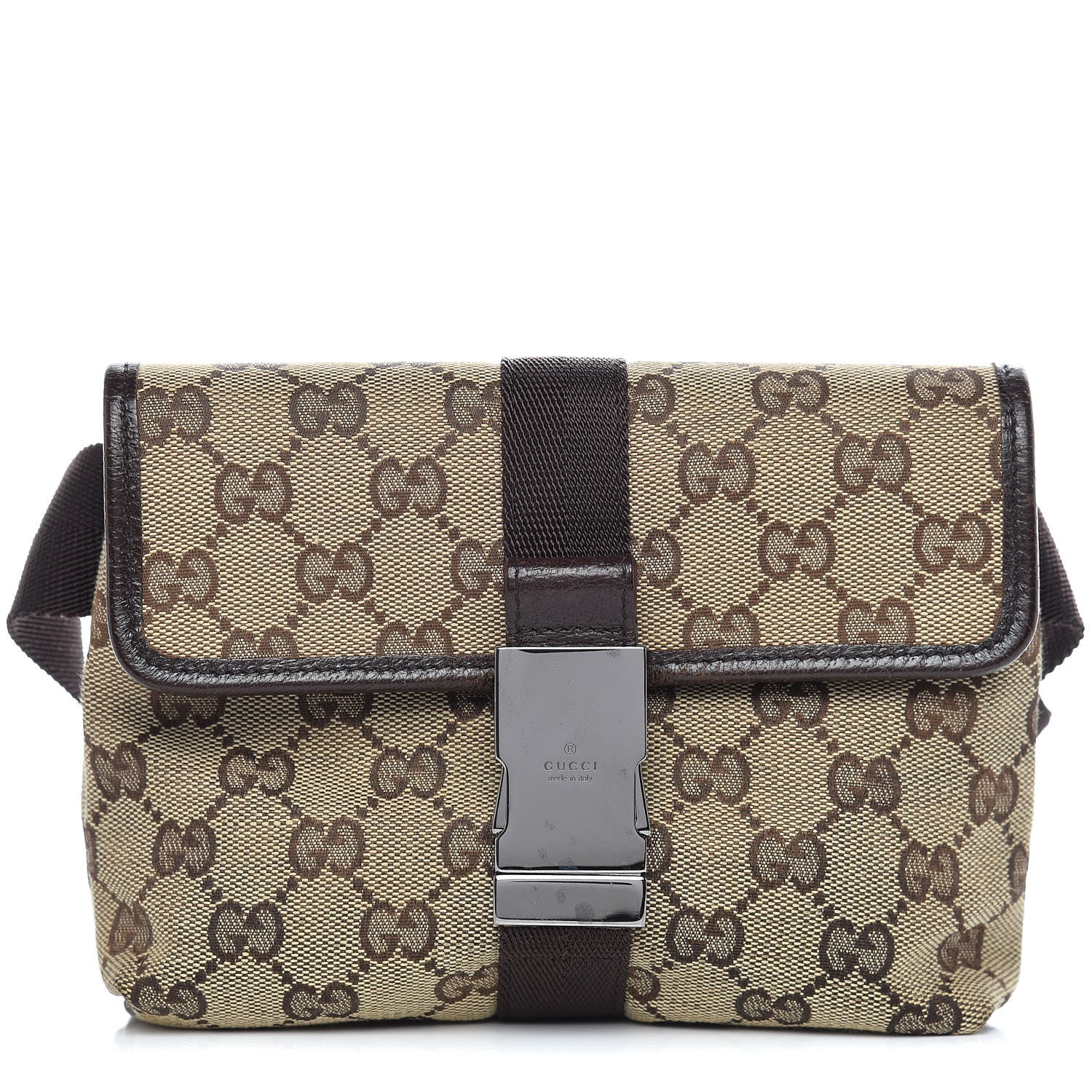 Gucci Monogram Waist Pouch Bag Dark Brown 1 of 12