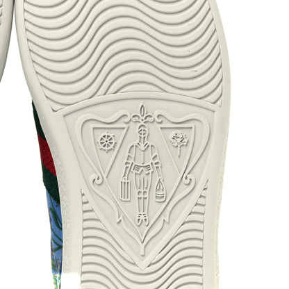 Gucci Calfskin Web New Flora Print Womens Ace New Sneakers 35 Azure 9 of 12