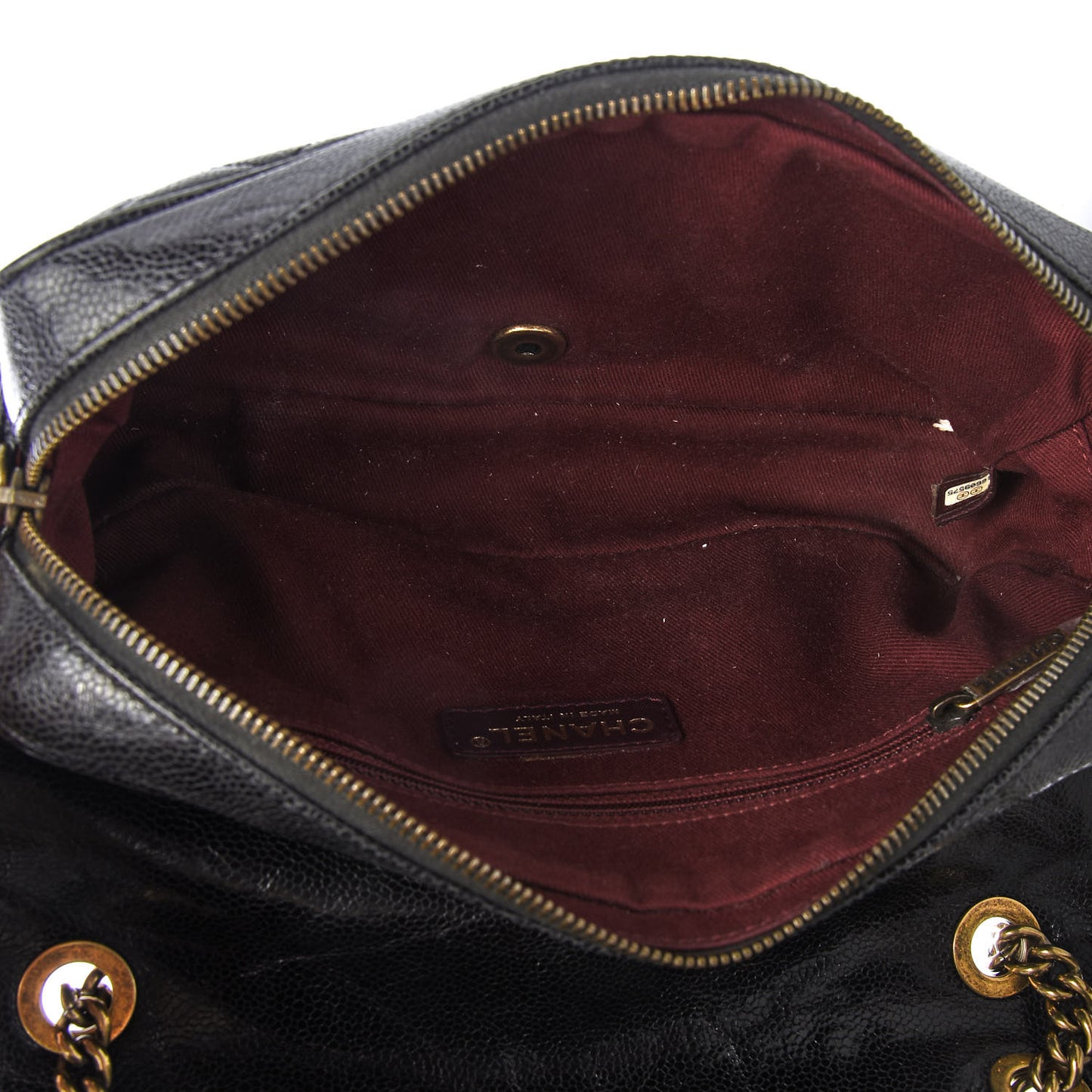 Crumpled Grained Calfskin Quilted Small Shiva Flap Black