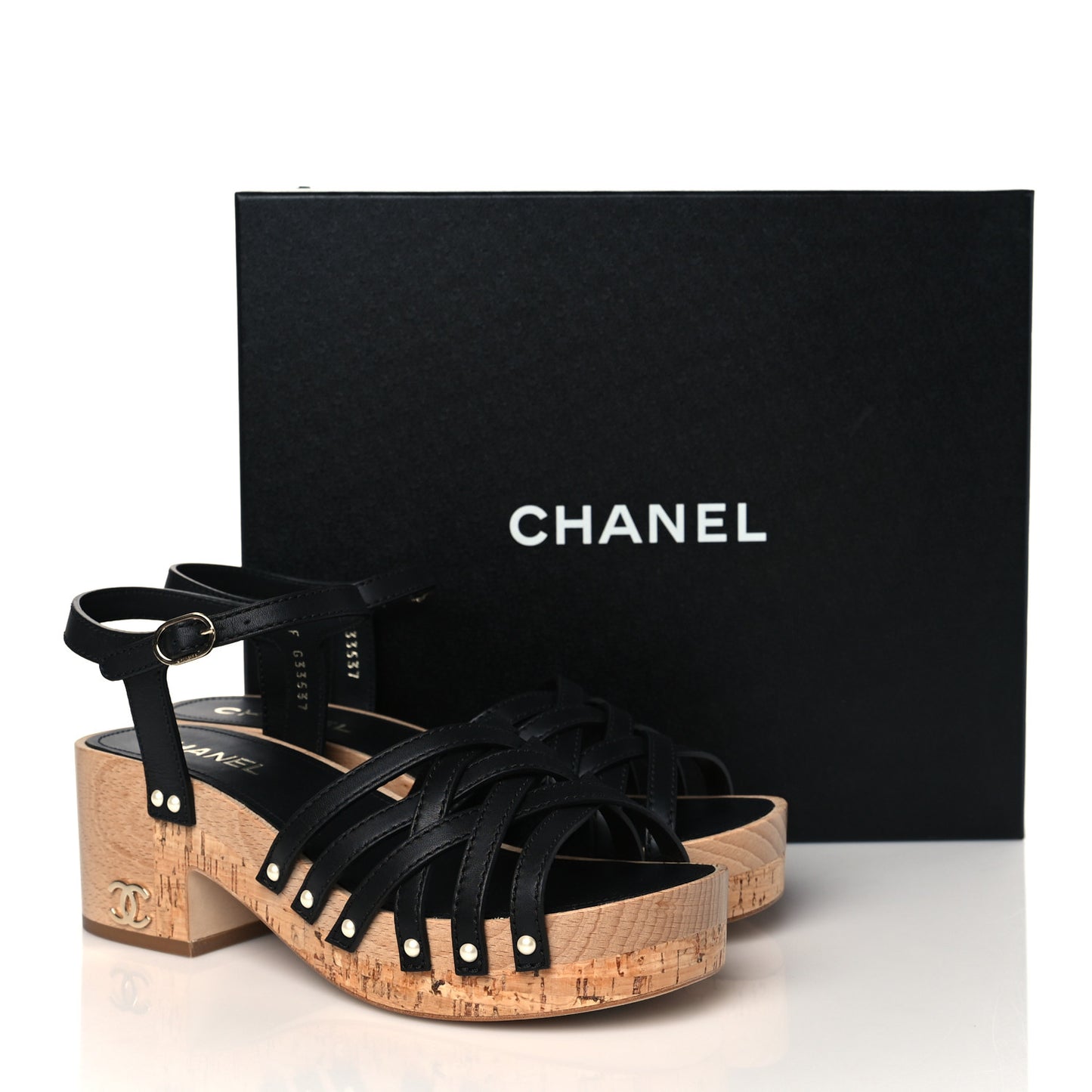 Cork Wood Mykonos Wedge 38 Black