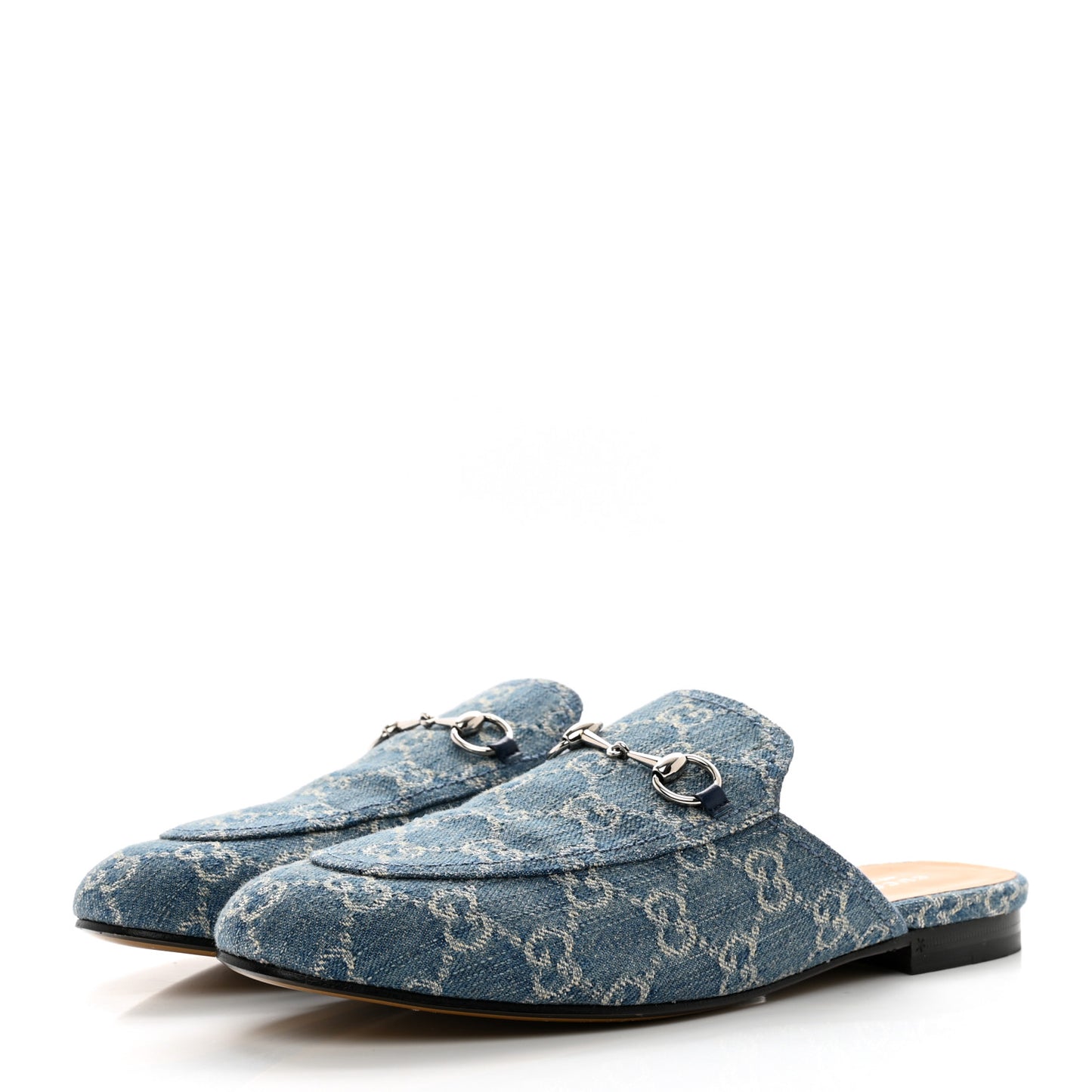 Denim GG Womens Princetown Slippers 40 Light Blue Ivory