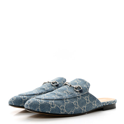 Gucci Denim GG Womens Princetown Slippers 40 Light Blue Ivory 3 of 8