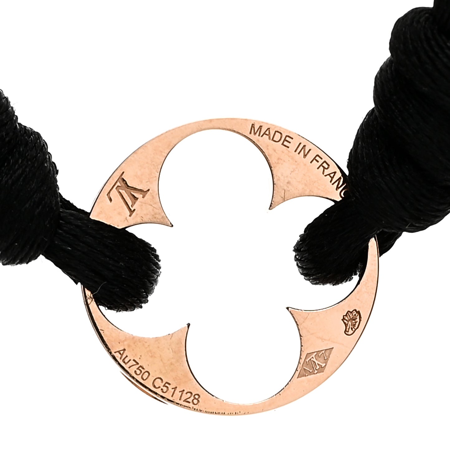 18K Pink Gold Empreinte Adjustable Cord Bracelet Black