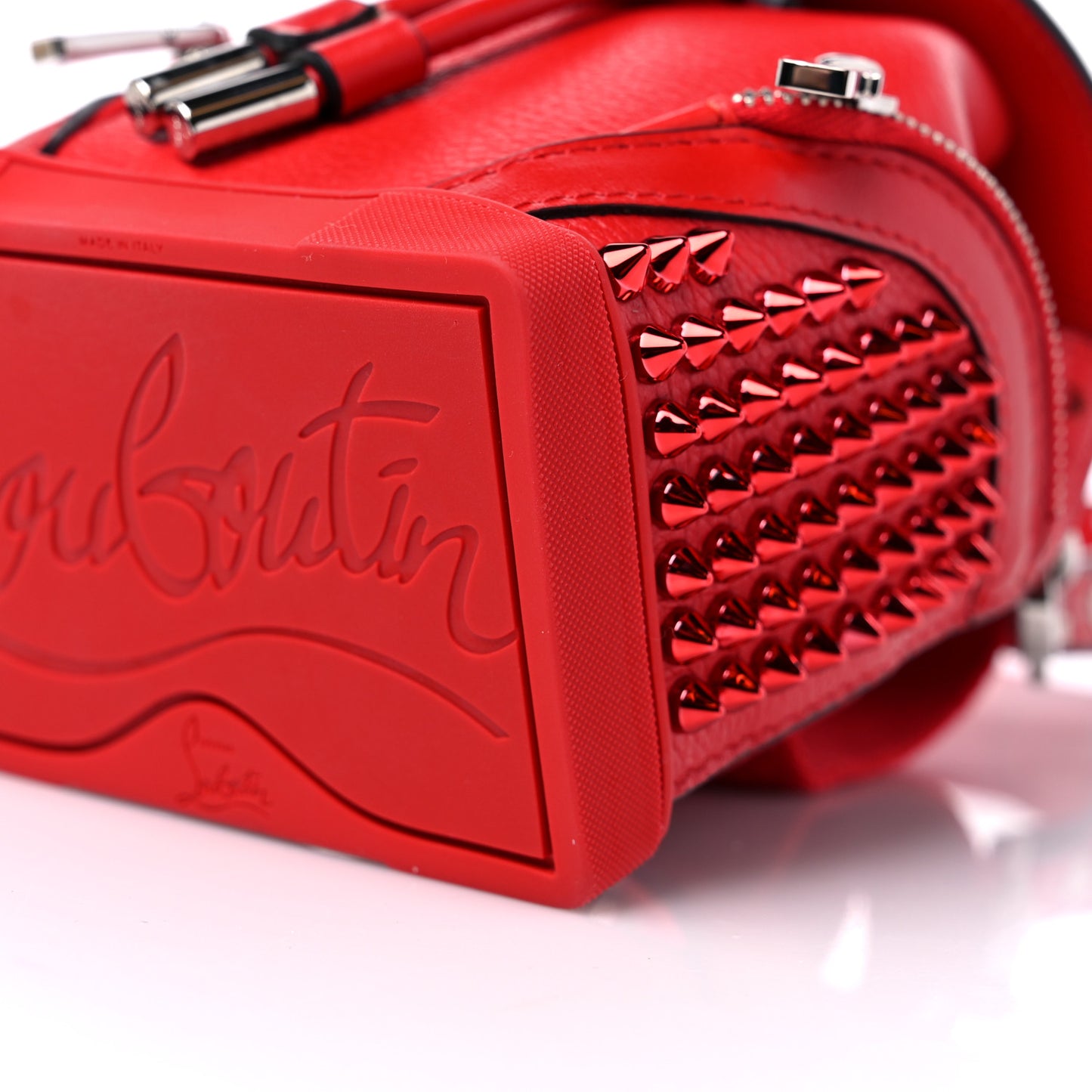 Calfskin Spiked Mini Explorafunk Keyring Bag Loubi