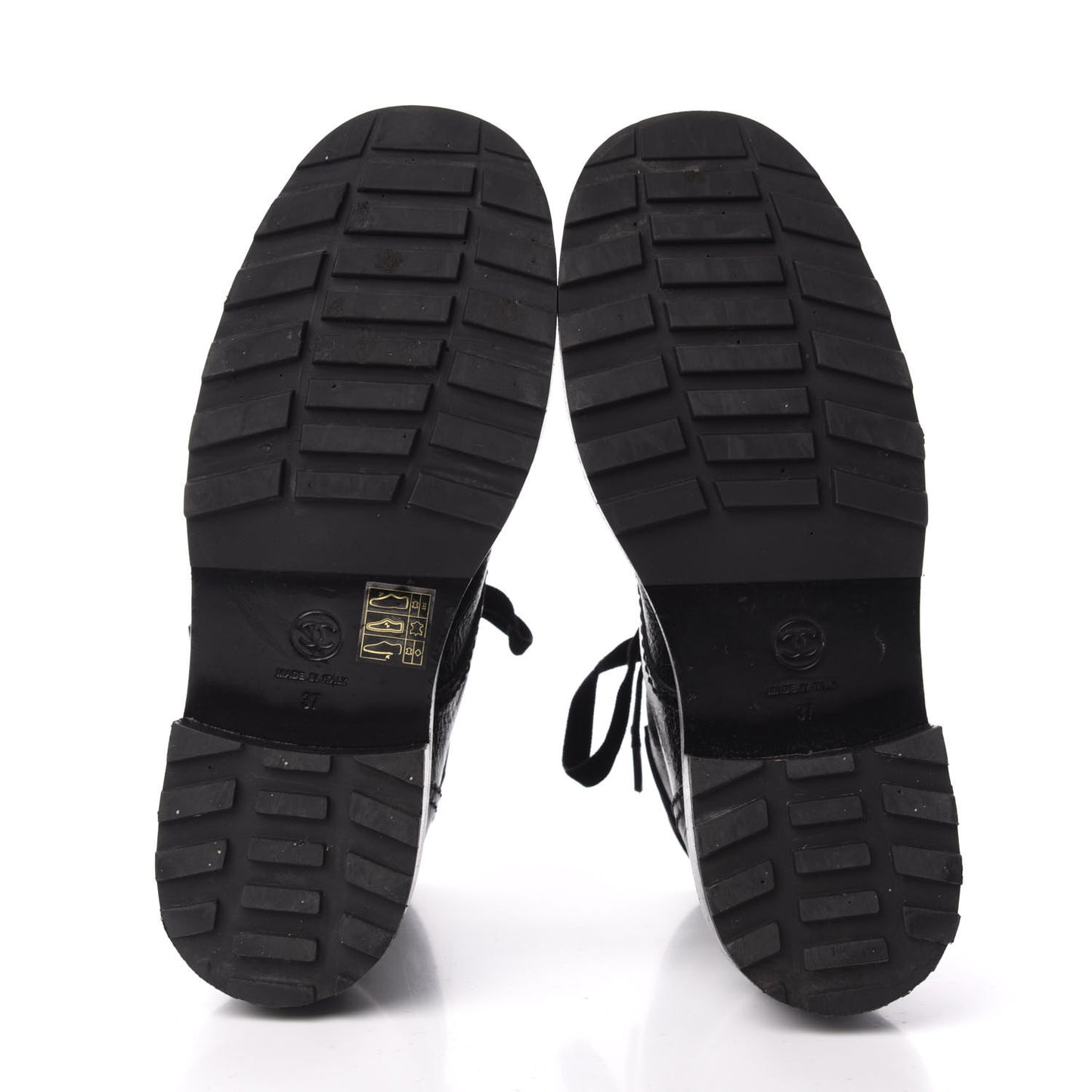 Calfskin Velvet Pearl Combat Short Boots 37 Black