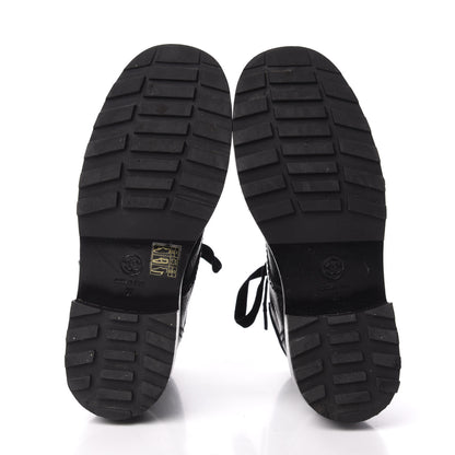 Chanel Calfskin Velvet Pearl Combat Short Boots 37 Black 5 of 7