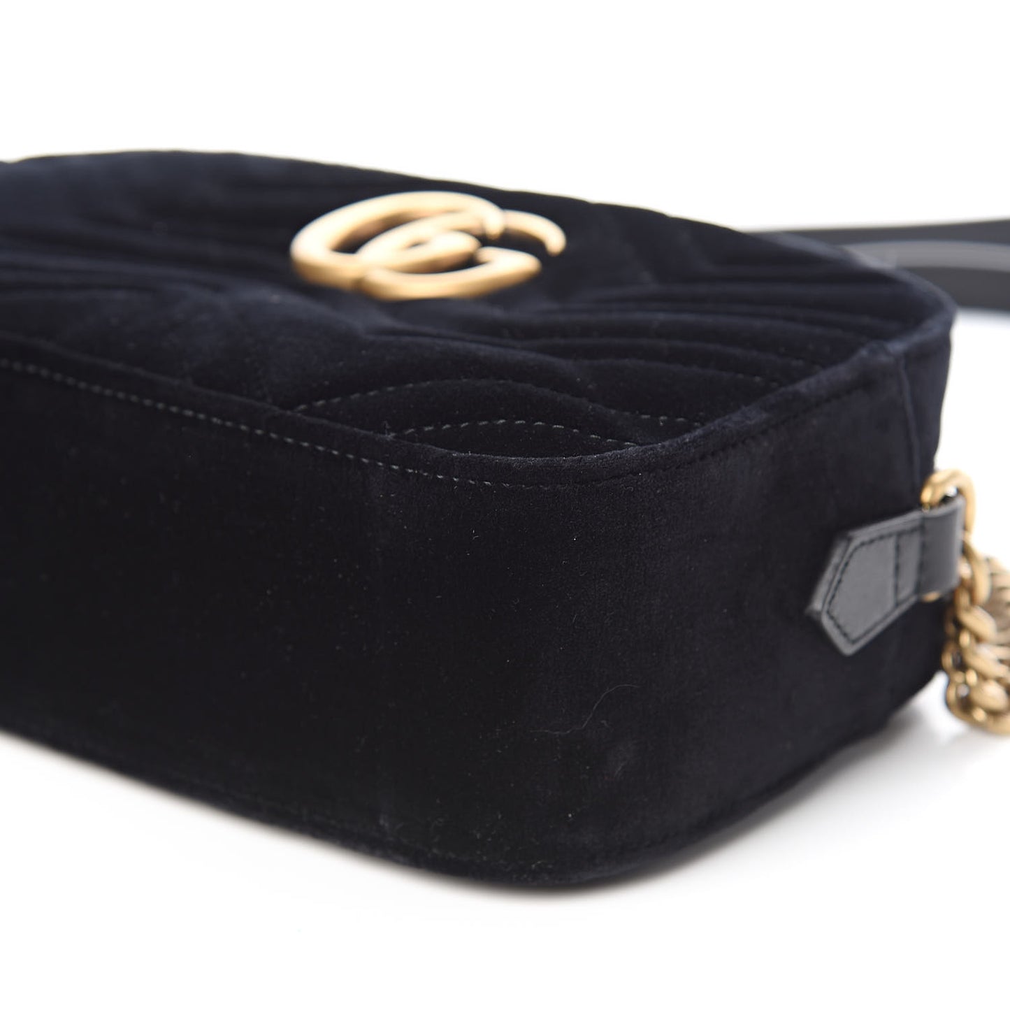 Velvet Matelasse Small GG Marmont Chain Shoulder Bag Black