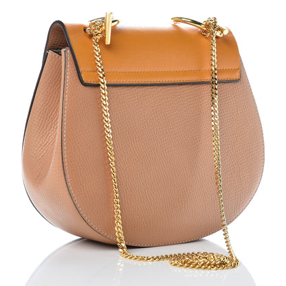 Chloe Grained Calfskin Lambskin Drew Shoulder Bag Wet Sand Sunflower 3 of 9