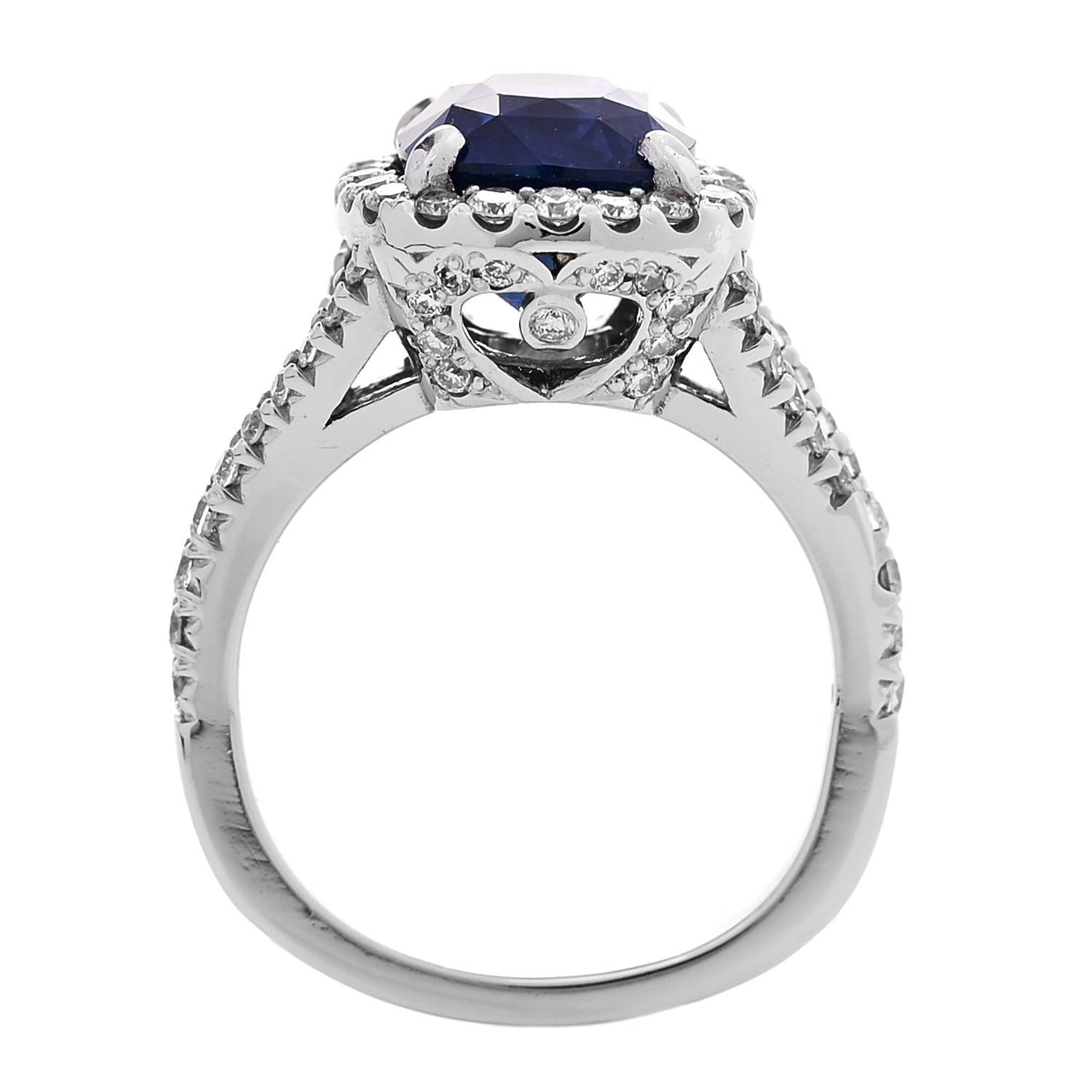 PARKER & WEST BY FASHIONPHILE Platinum Diamond Tanzanite .66ctw Halo Split Shank Ring 51/5.75