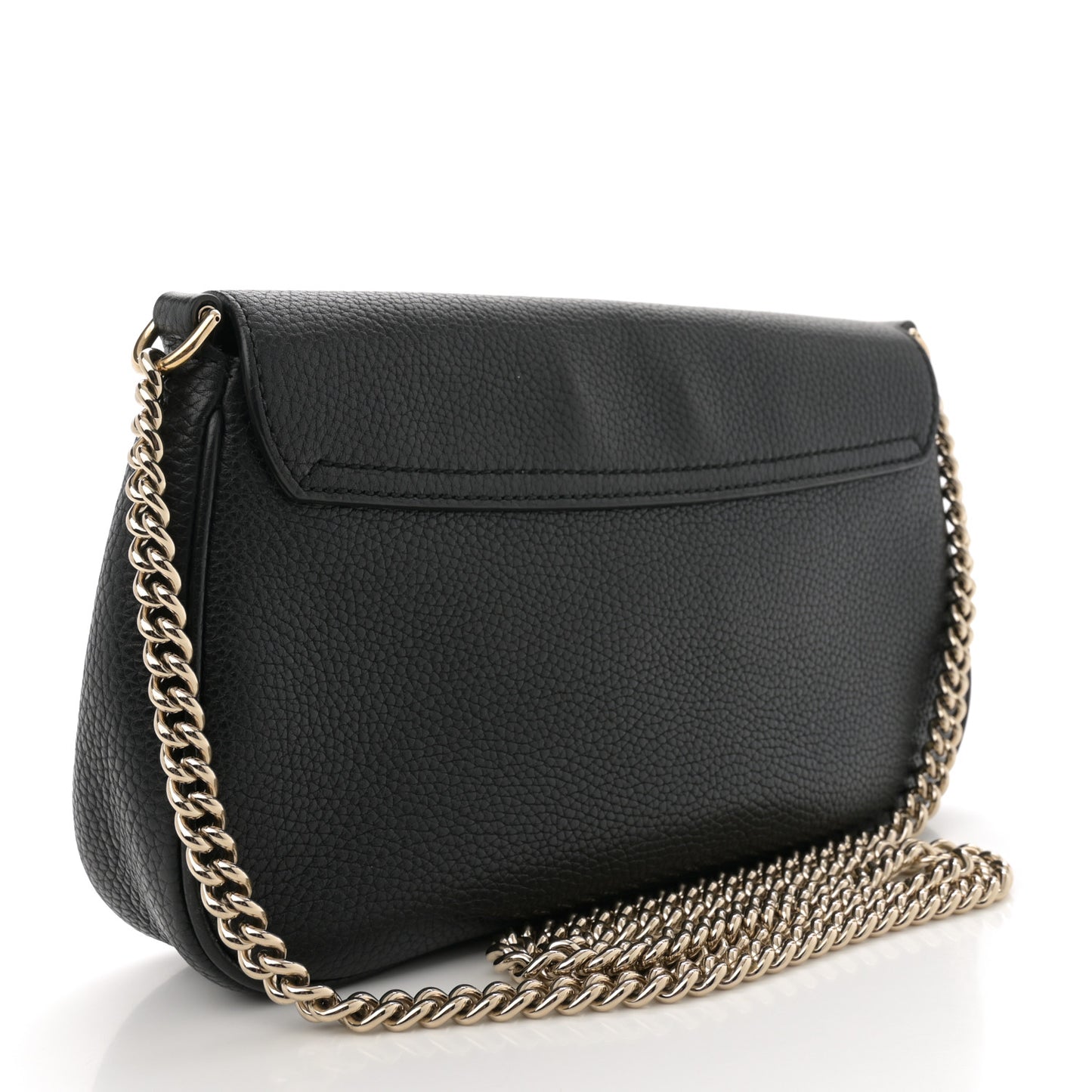 Pebbled Calfskin Medium Soho Flap Crossbody Black