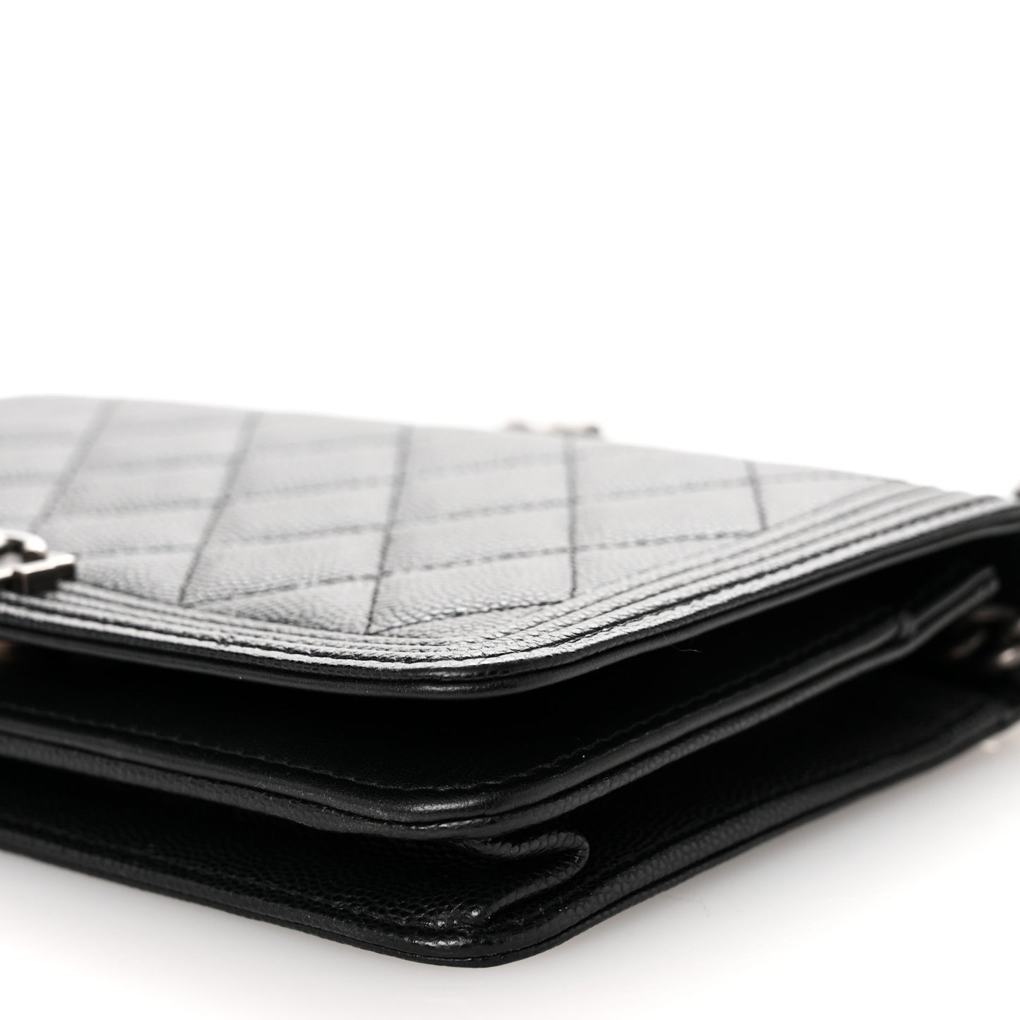 Caviar Quilted Boy Wallet On Chain WOC Black