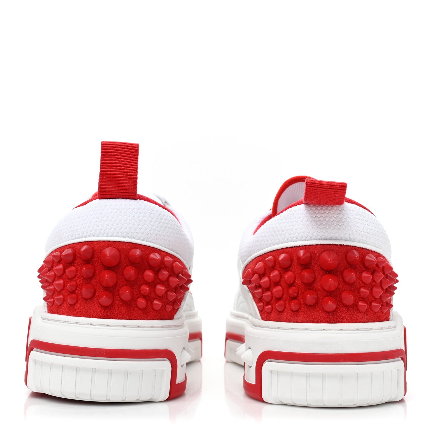 Christian Louboutin Calfskin Suede Nappa Spike Womens Astroloubi Low Top Sneakers 40 White Red 4 of 7