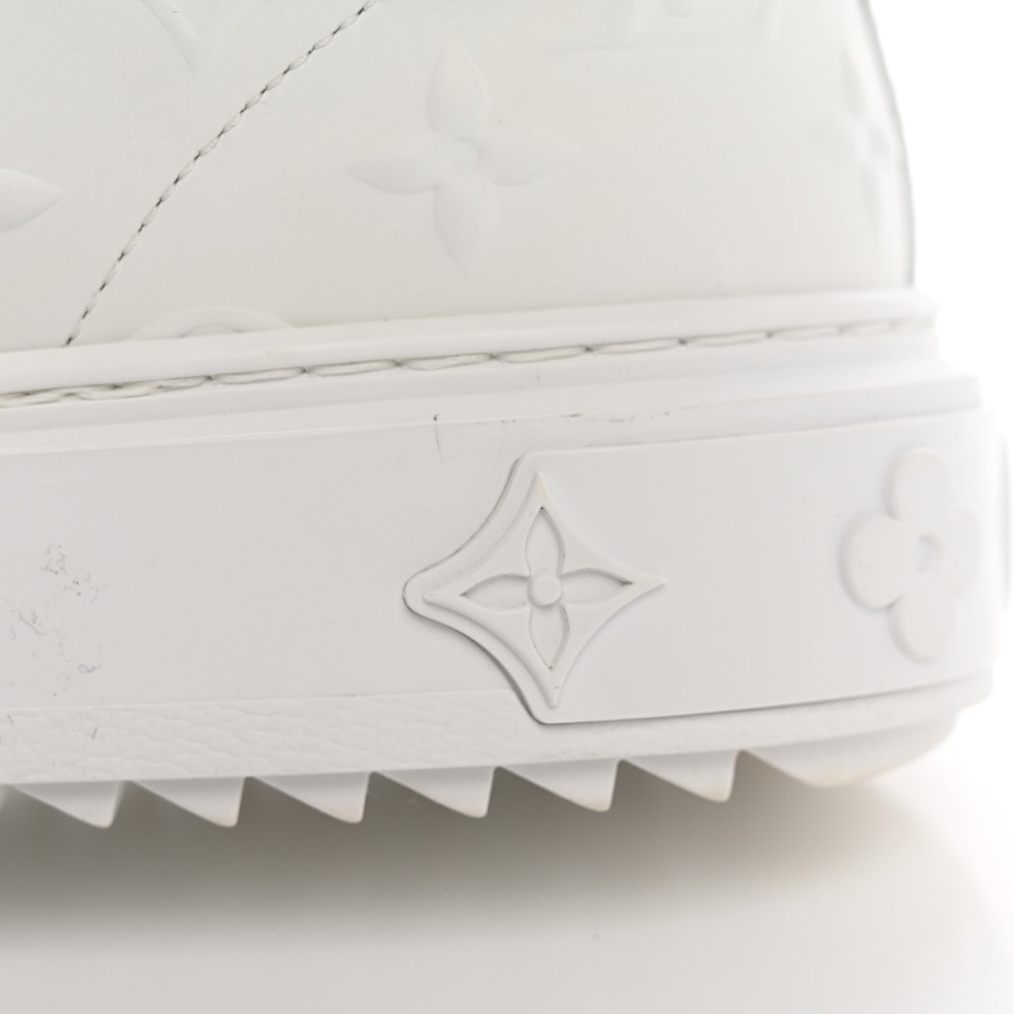 Lambskin Embossed Monogram Time Out Sneakers White