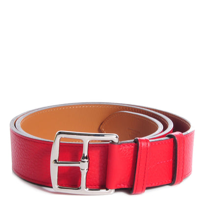 Hermes Taurillon Clemence Etriviere 32mm Belt Rouge Casaque 90 1 of 5