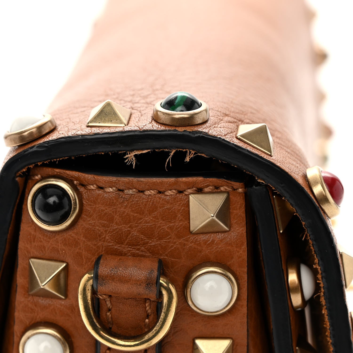Valentino Garavani Calfskin Enchanted Wonderland Medium Guitar Strap Rockstud Rolling Flap Saddle Bag Light Cuir 10 of 10