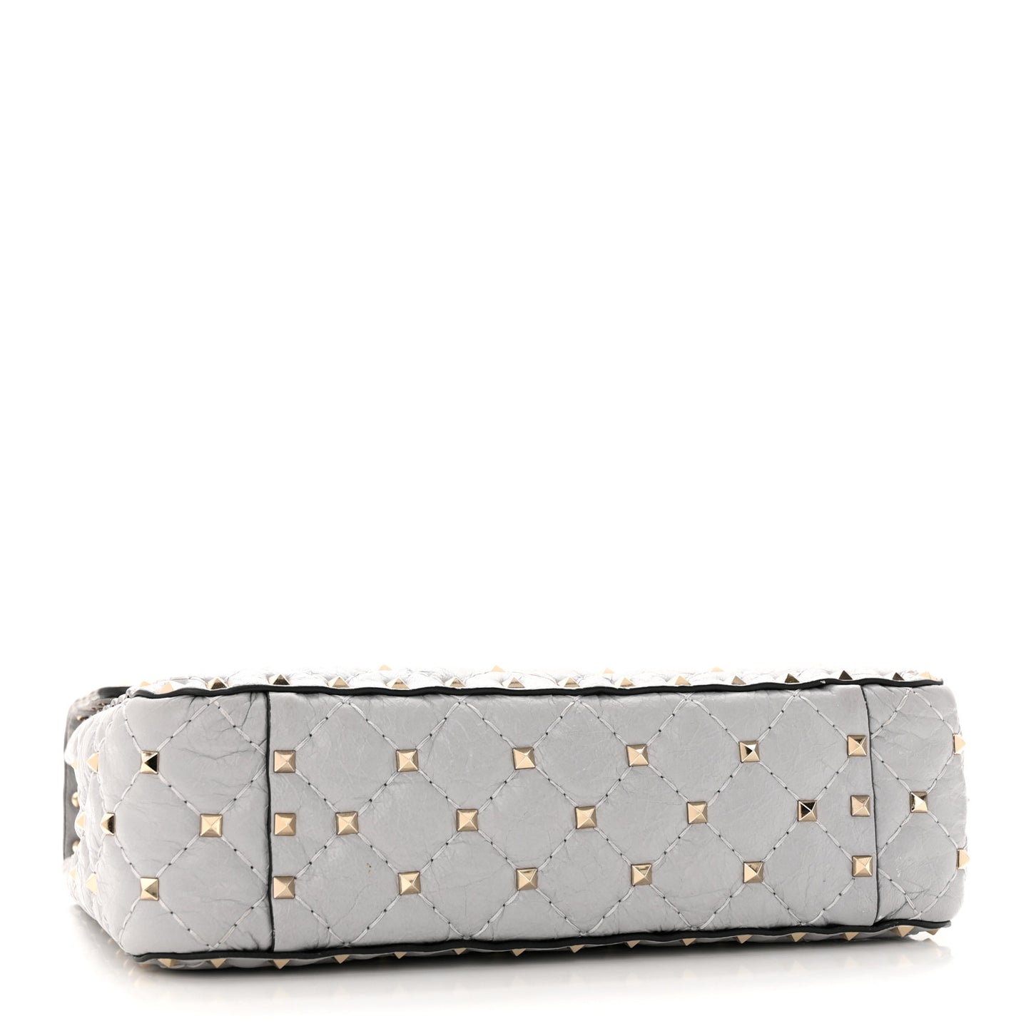 Craquele Nappa Medium Rockstud Spike Shoulder Bag Pastel Grey