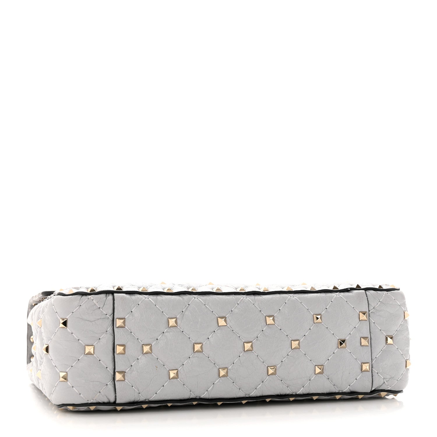 Valentino Garavani Craquele Nappa Medium Rockstud Spike Shoulder Bag Pastel Grey 4 of 13