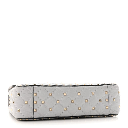 Valentino Garavani Craquele Nappa Medium Rockstud Spike Shoulder Bag Pastel Grey 4 of 13