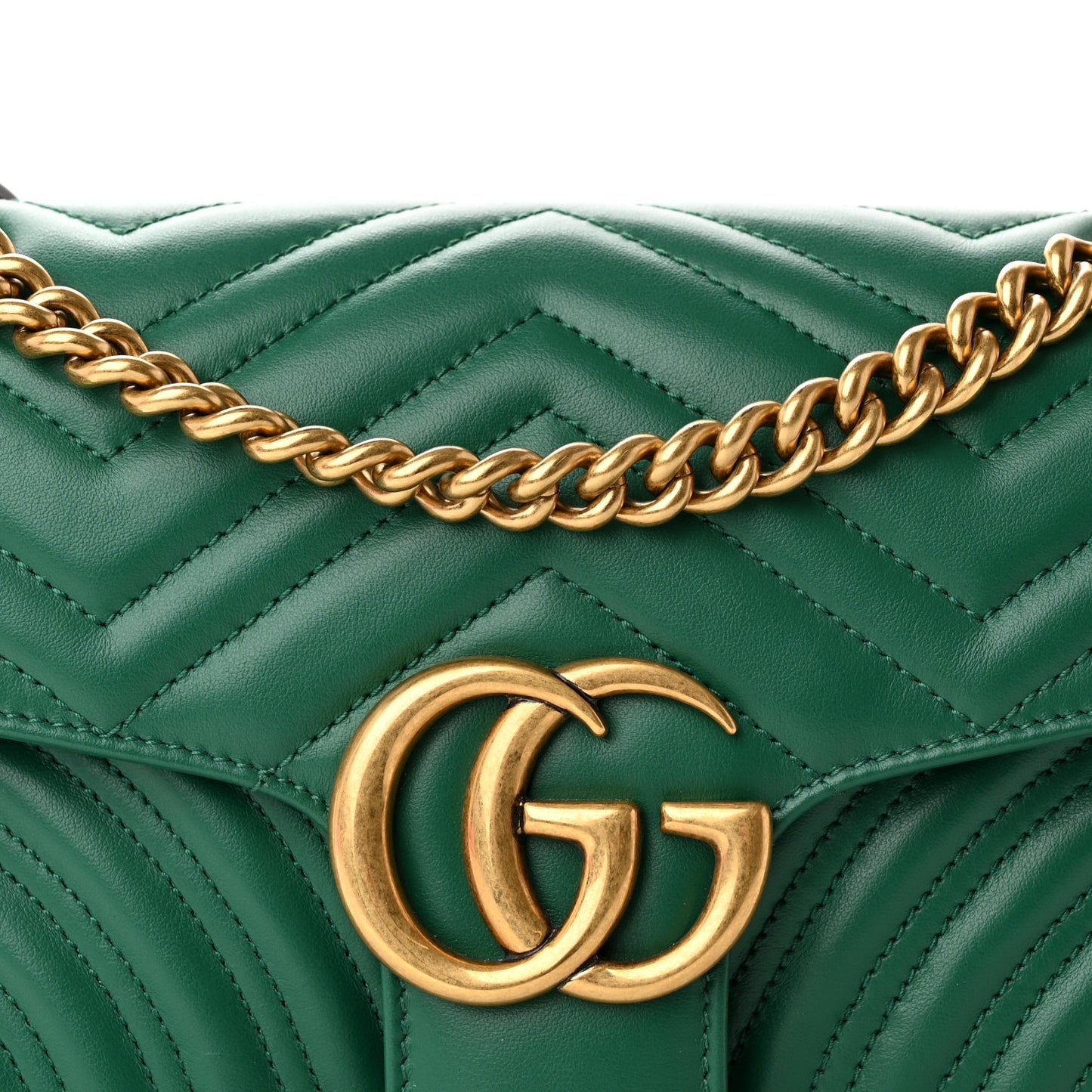 Calfskin Matelasse Small GG Marmont Shoulder Bag Emerald Green