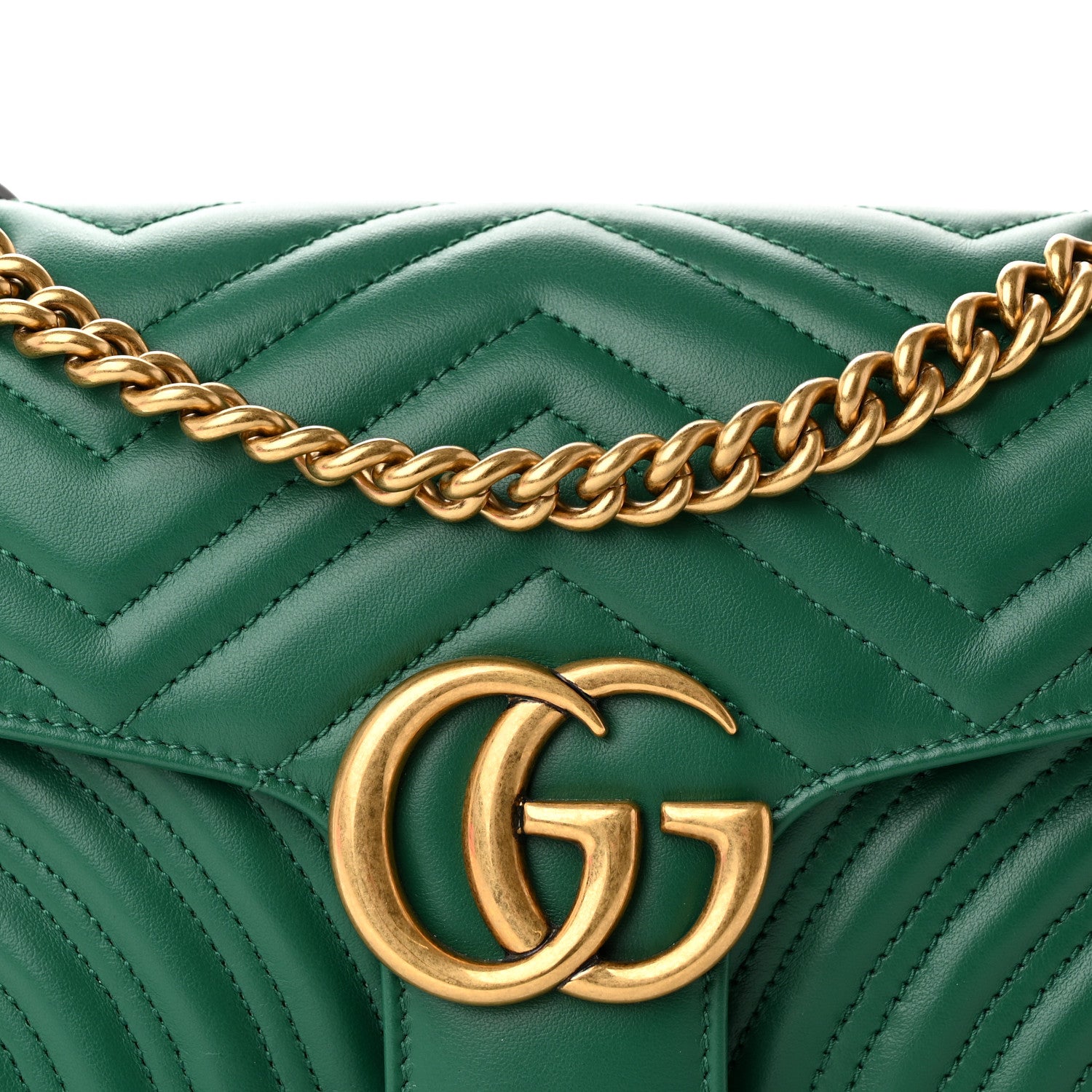 Gucci Calfskin Matelasse Small GG Marmont Shoulder Bag Emerald Green 10 of 15