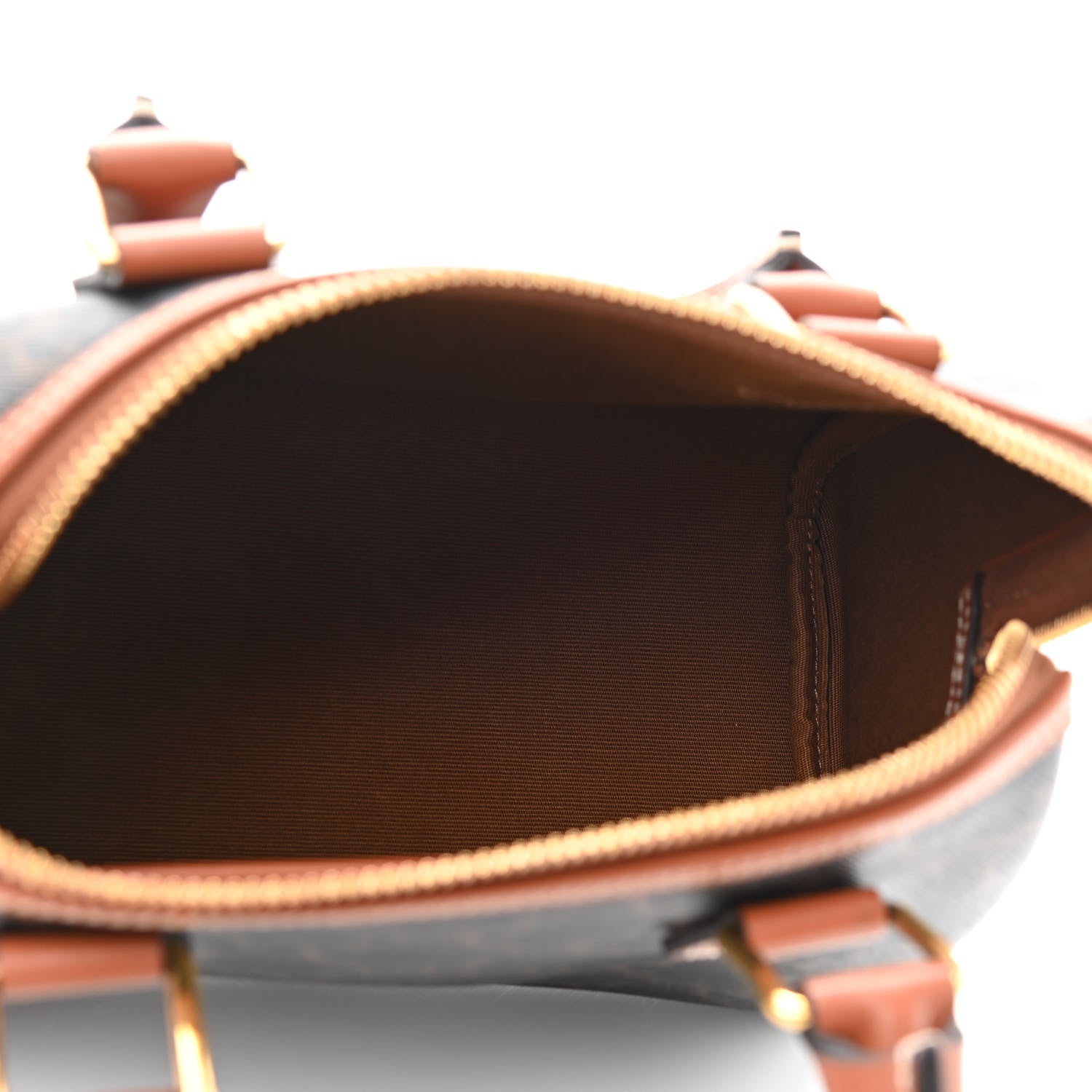 Celine Triomphe Canvas Calfskin Small Boston Bag Tan 5 of 9