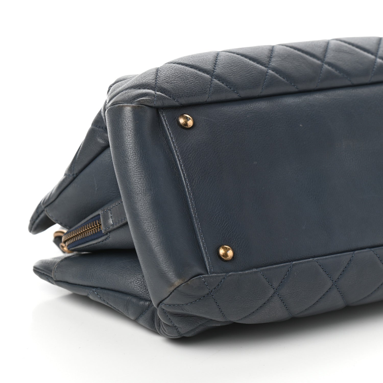 Chanel Calfskin Quilted Small CC Crown Tote Blue 9 of 10