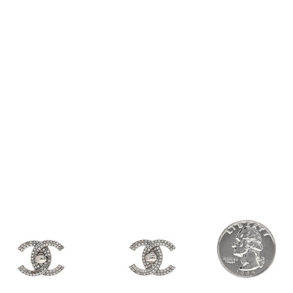 Chanel Crystal CC Turnlock Earrings Silver 2 of 4