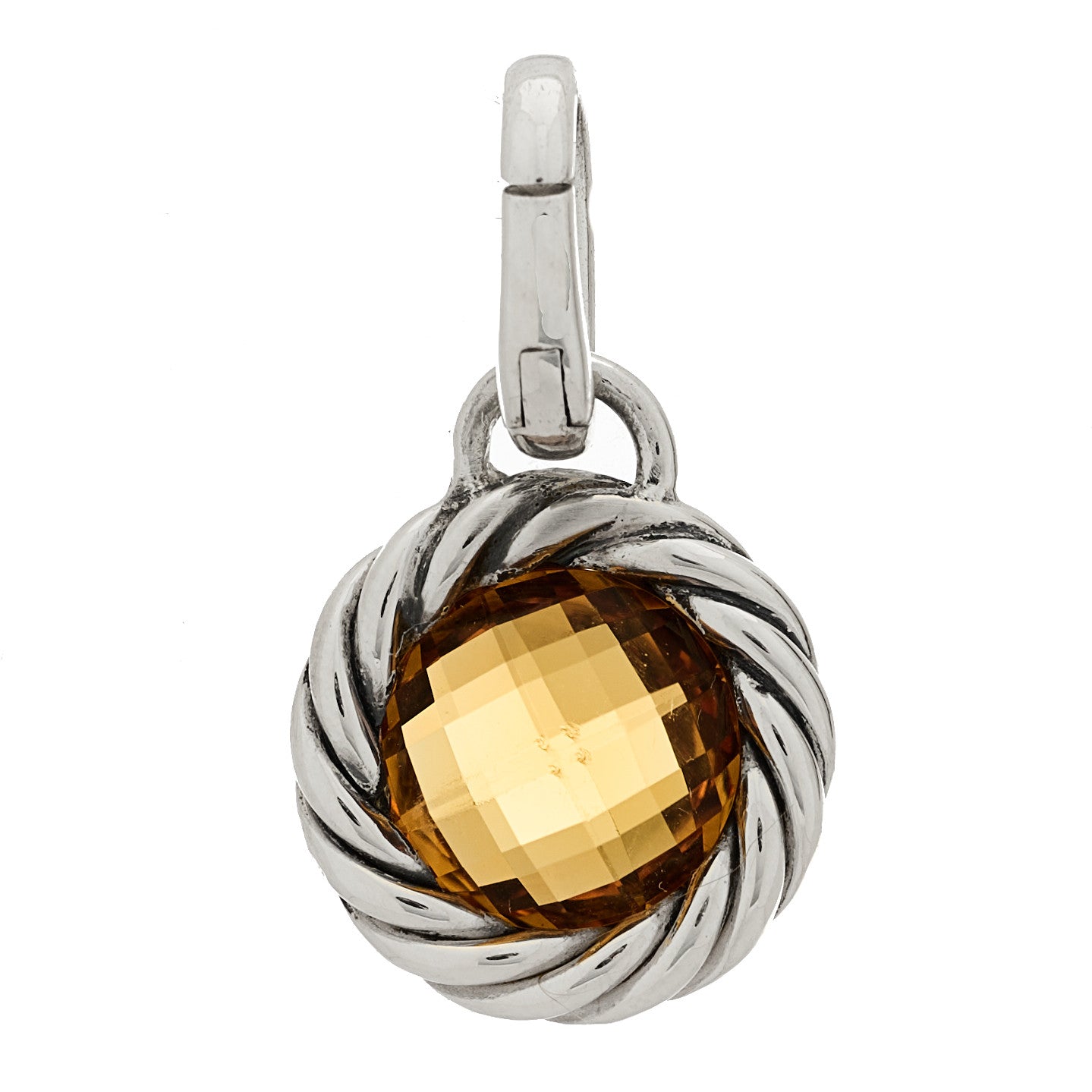 Sterling Silver Citrine Cable Charm Pendant