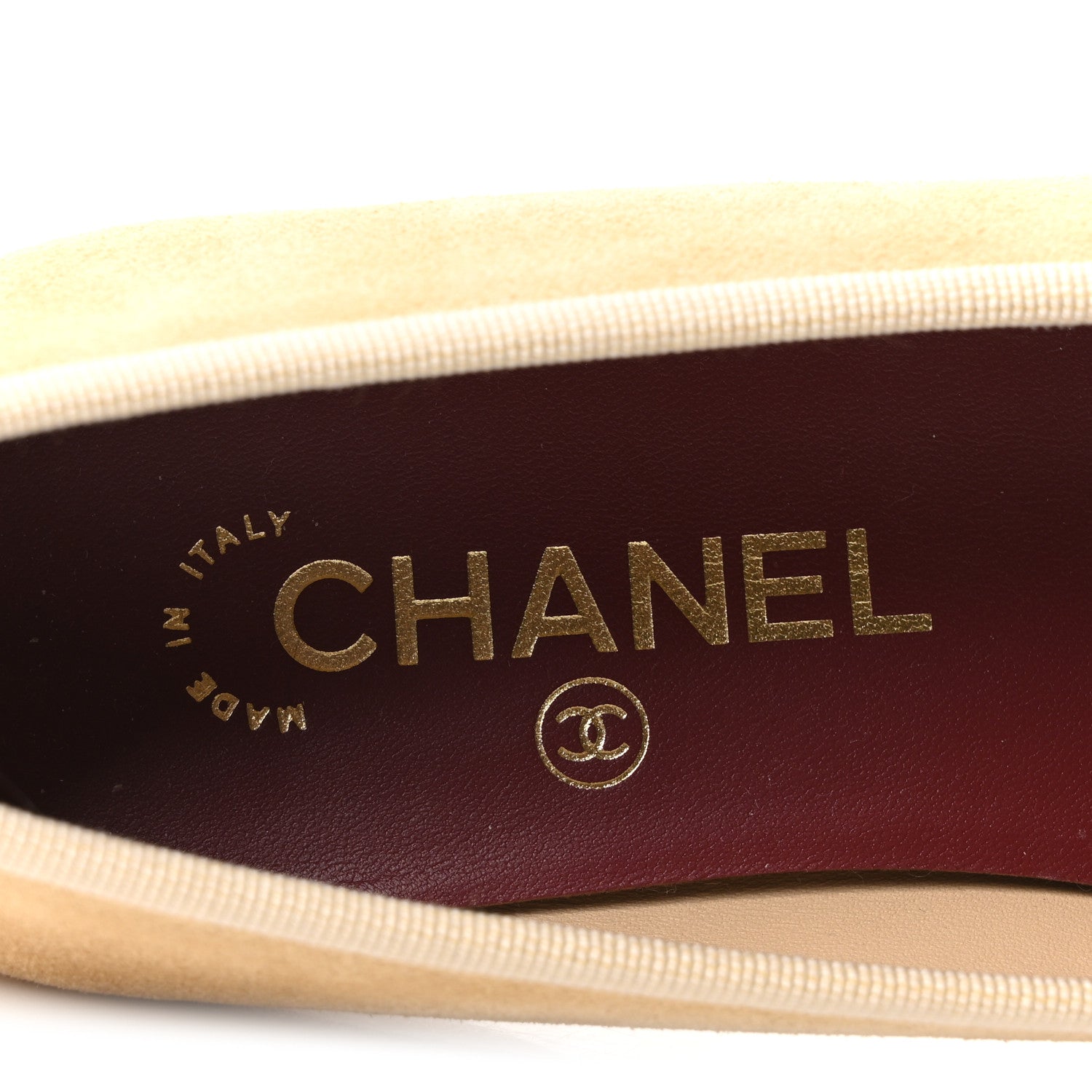 Chanel Suede Patent Calfskin Cap Toe CC Ballerina Flats 37 Beige 8 of 10