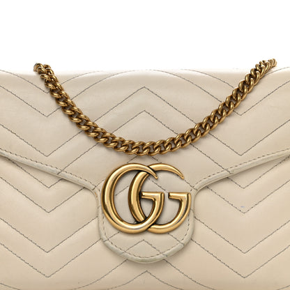 Gucci Calfskin Matelasse GG Marmont Chain Wallet Mystic White 8 of 21