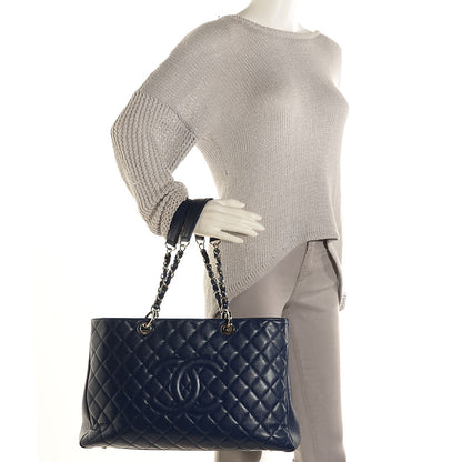 Chanel Caviar Quilted XL Grand Shopping Tote GST Navy Blue 2 of 7