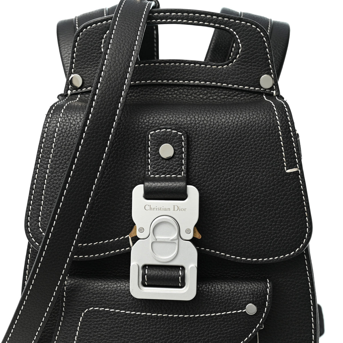 Christian Dior Grained Calfskin Mini Saddle Backpack  Black 8 of 10