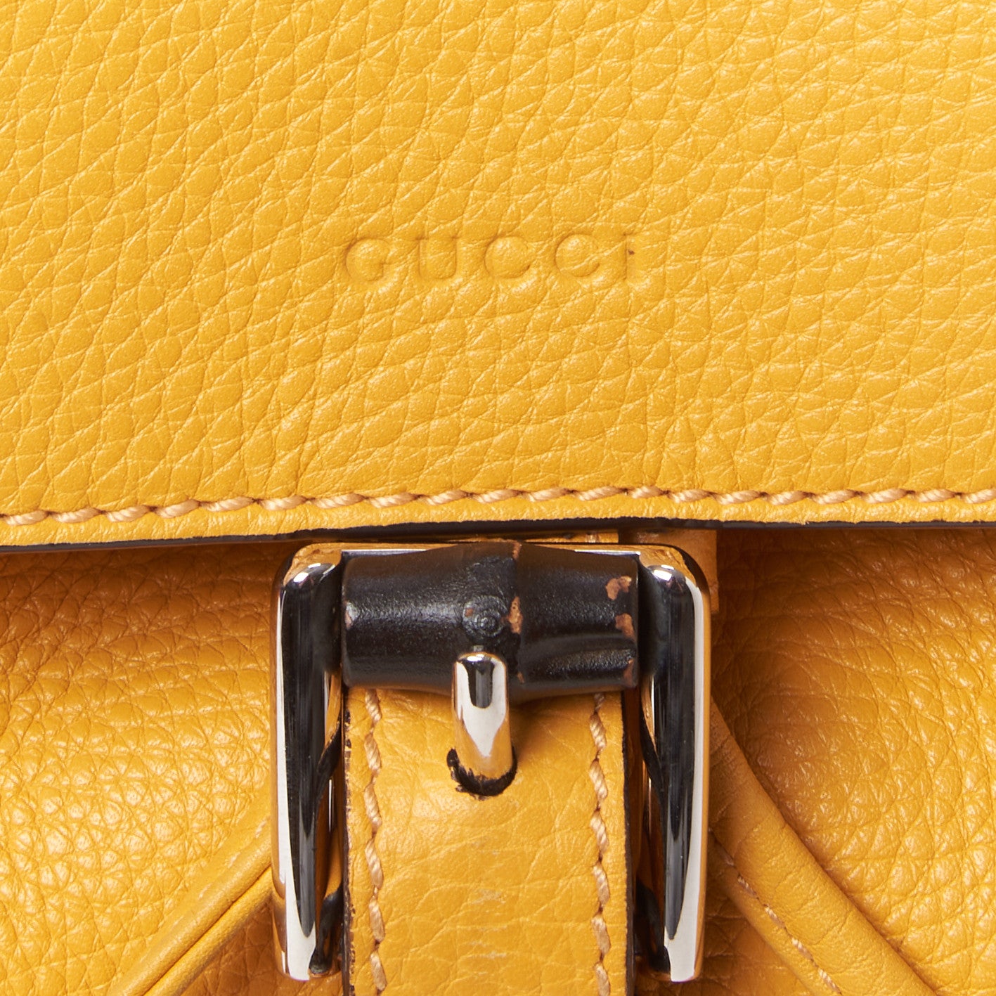 Gucci Calfskin Bamboo Small Backpack Yellow 7 of 10
