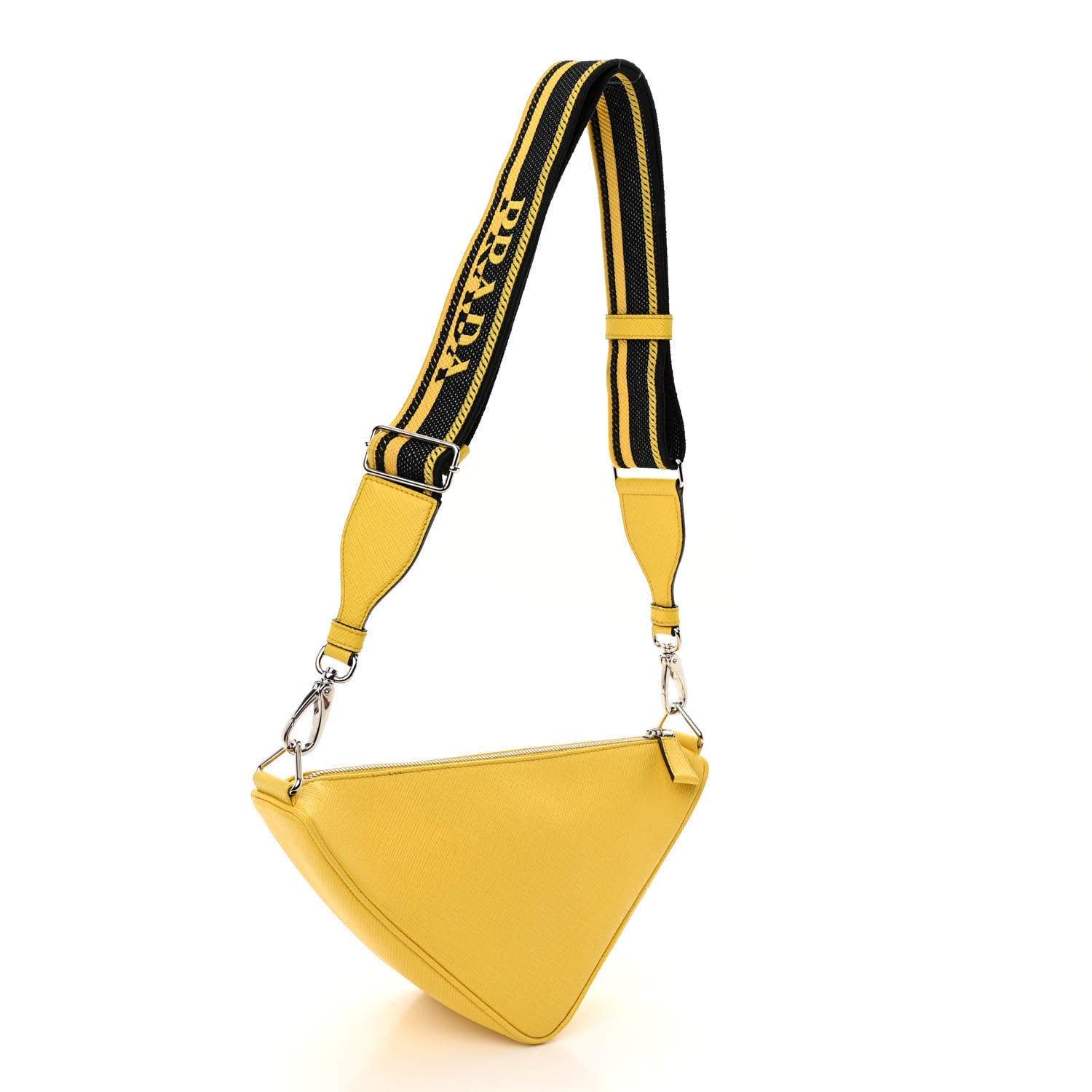 Prada Saffiano Cuir Logo Embossed Triangle Shoulder Bag Sole 3 of 9