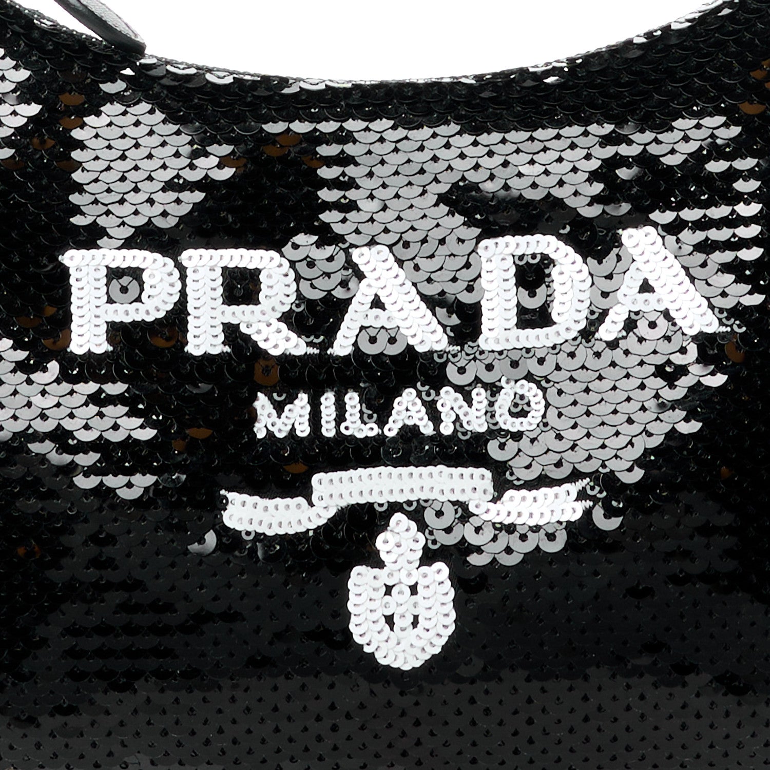 Prada Paillettes Sequin Mini Re-Edition 2000 Bag Black White 9 of 11