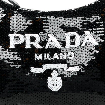 Prada Paillettes Sequin Mini Re-Edition 2000 Bag Black White 9 of 11