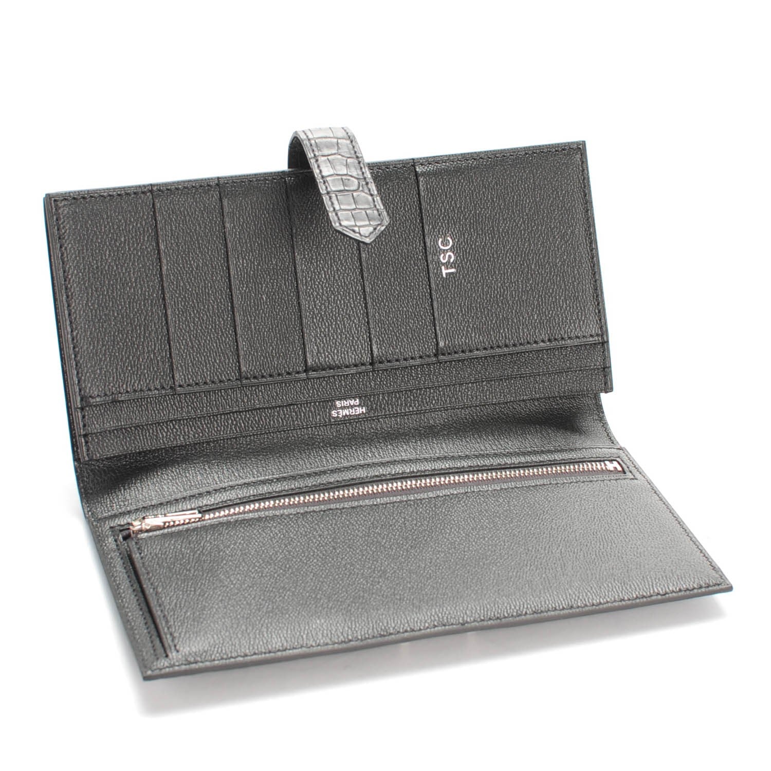 Hermes Matte Alligator Bearn Wallet Graphite 5 of 8