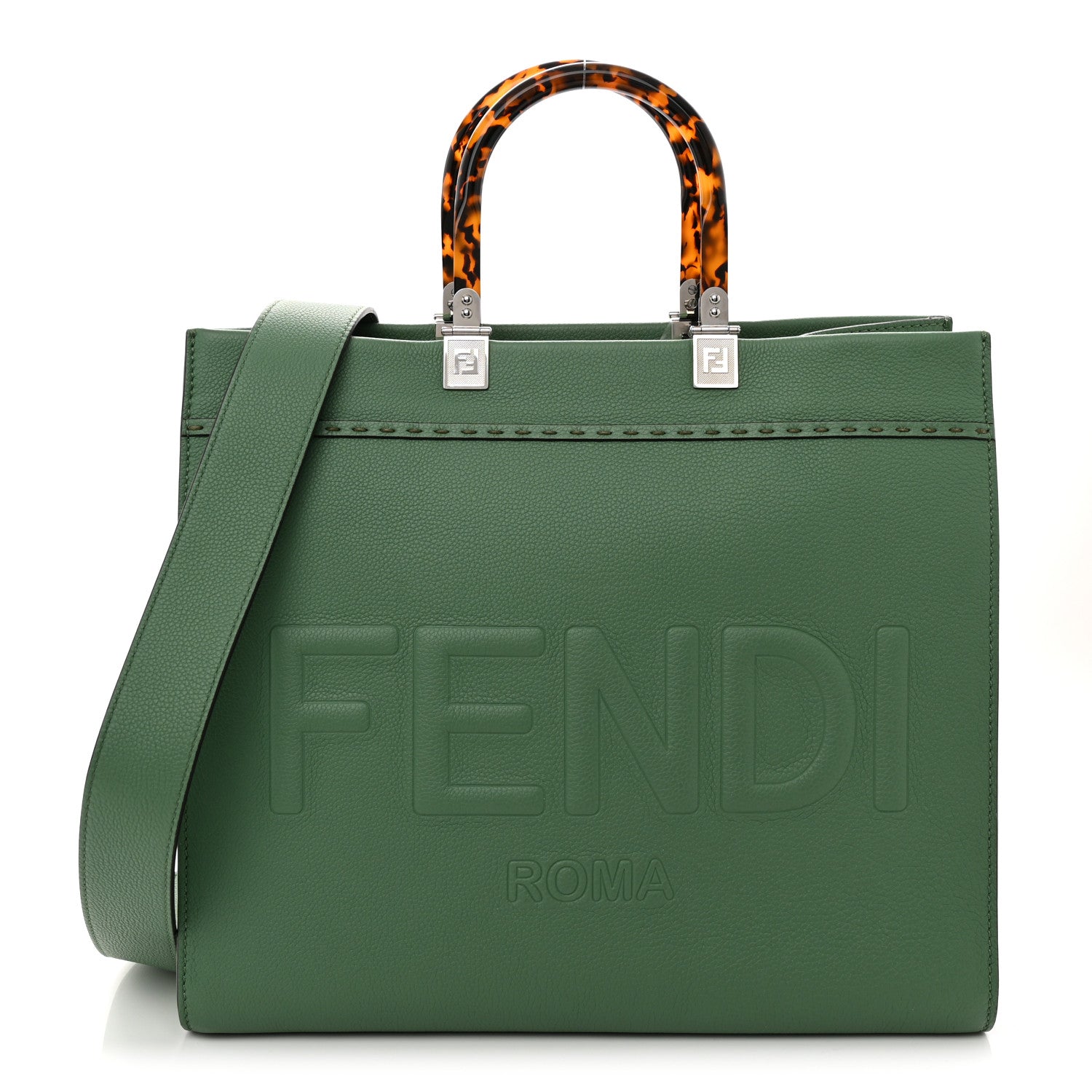 Fendi Vitello Cher Plexiglass Logo Debossed Medium Fendi Sunshine