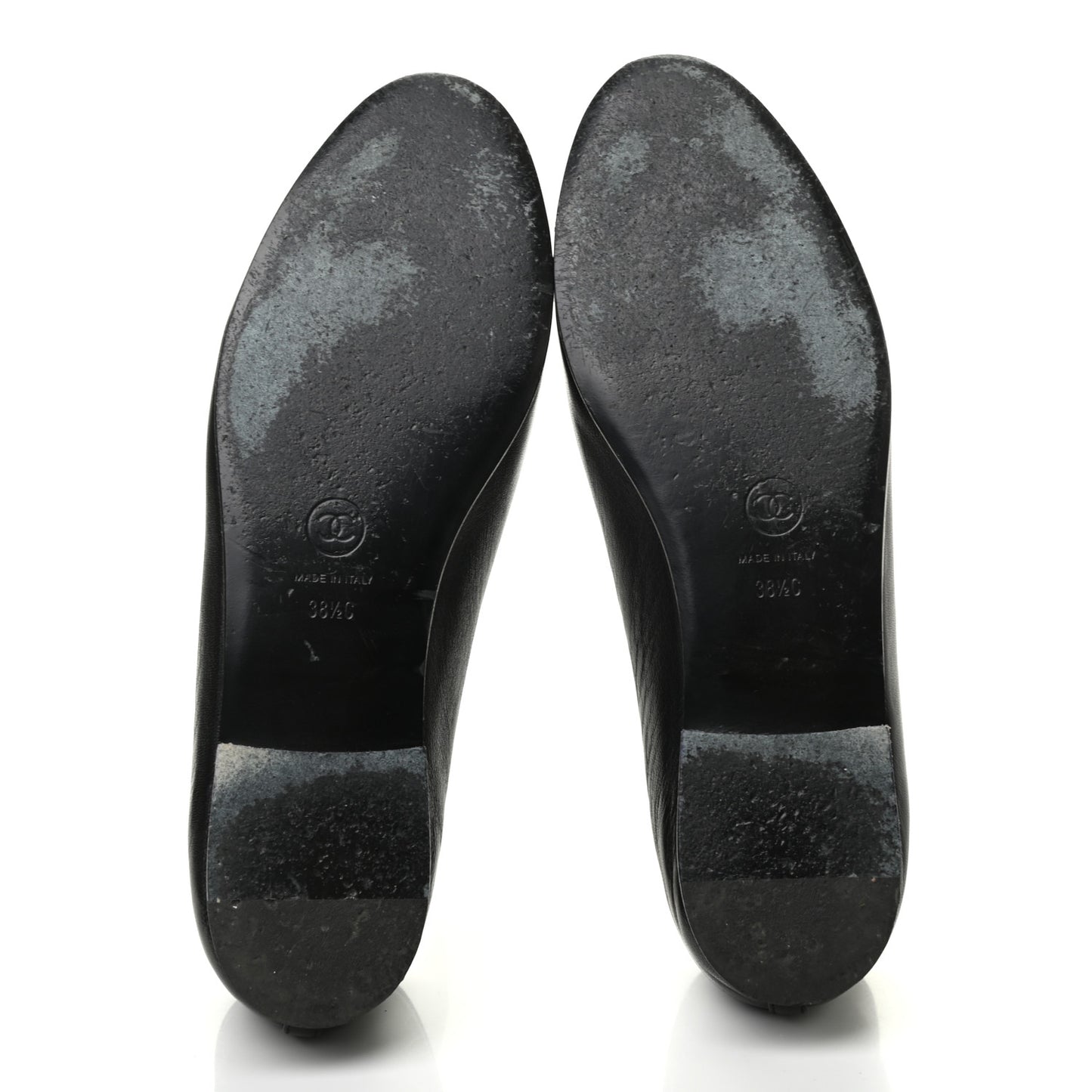 Lambskin Patent Cap Toe Camellia Ballerina Flats 38.5 Black