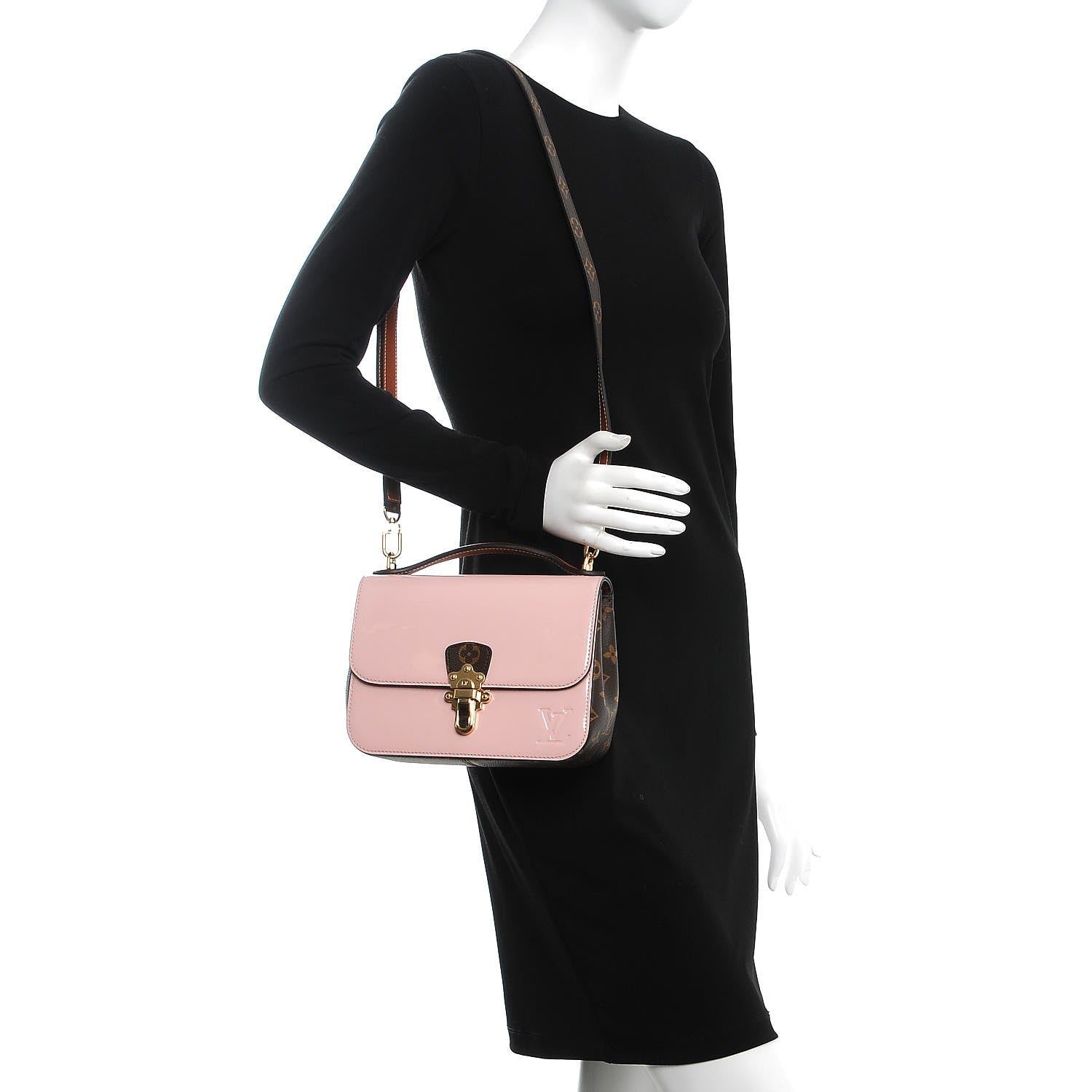 Louis Vuitton Patent Calfskin Monogram Cherrywood BB Rose Ballerine 2 of 8