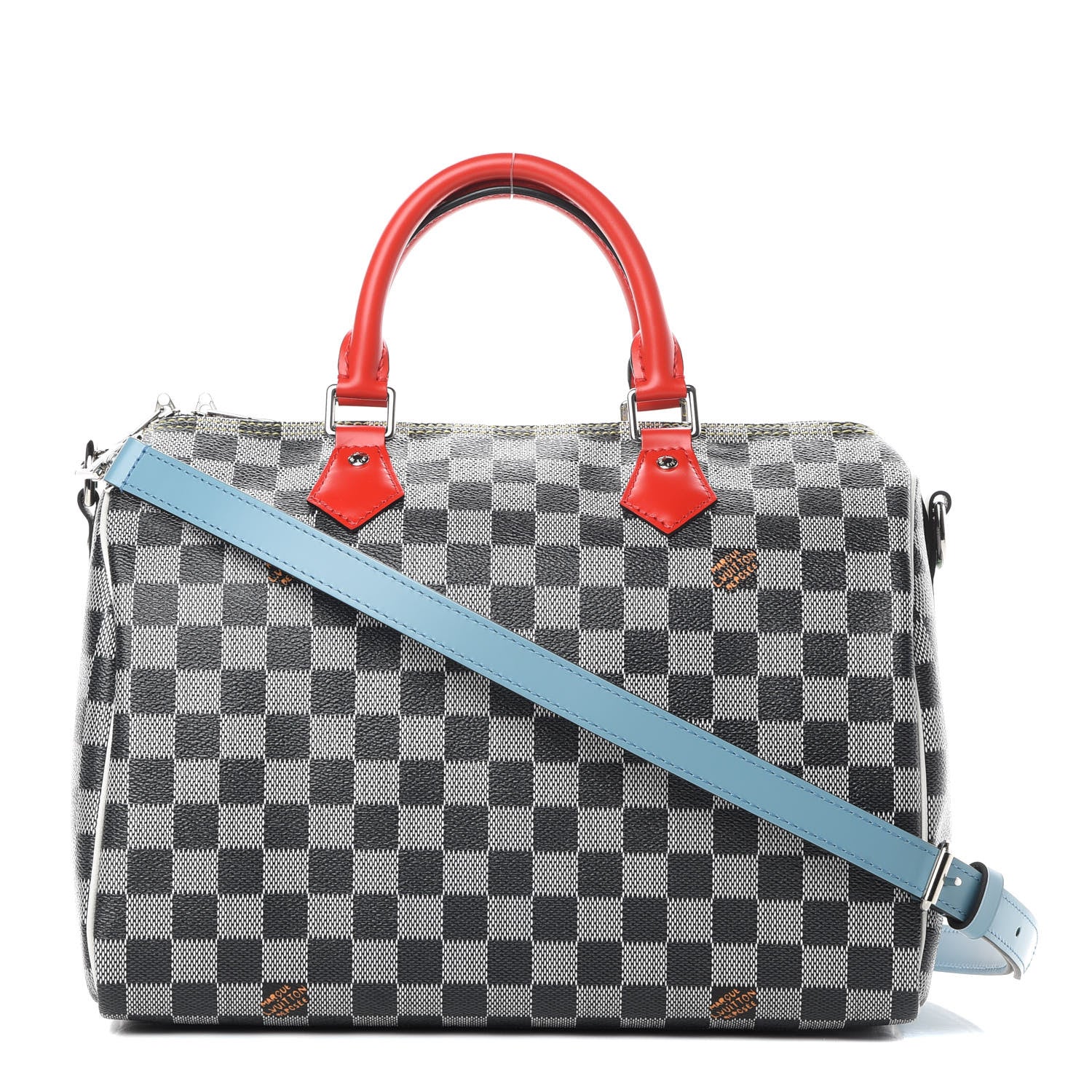 Louis Vuitton Damier Speedy Bandouliere 30 Black White 1 of 10