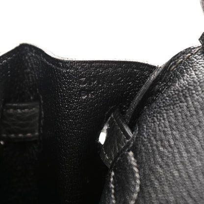 Hermes Togo Horseshoe Birkin 25 Etain Black 7 of 11