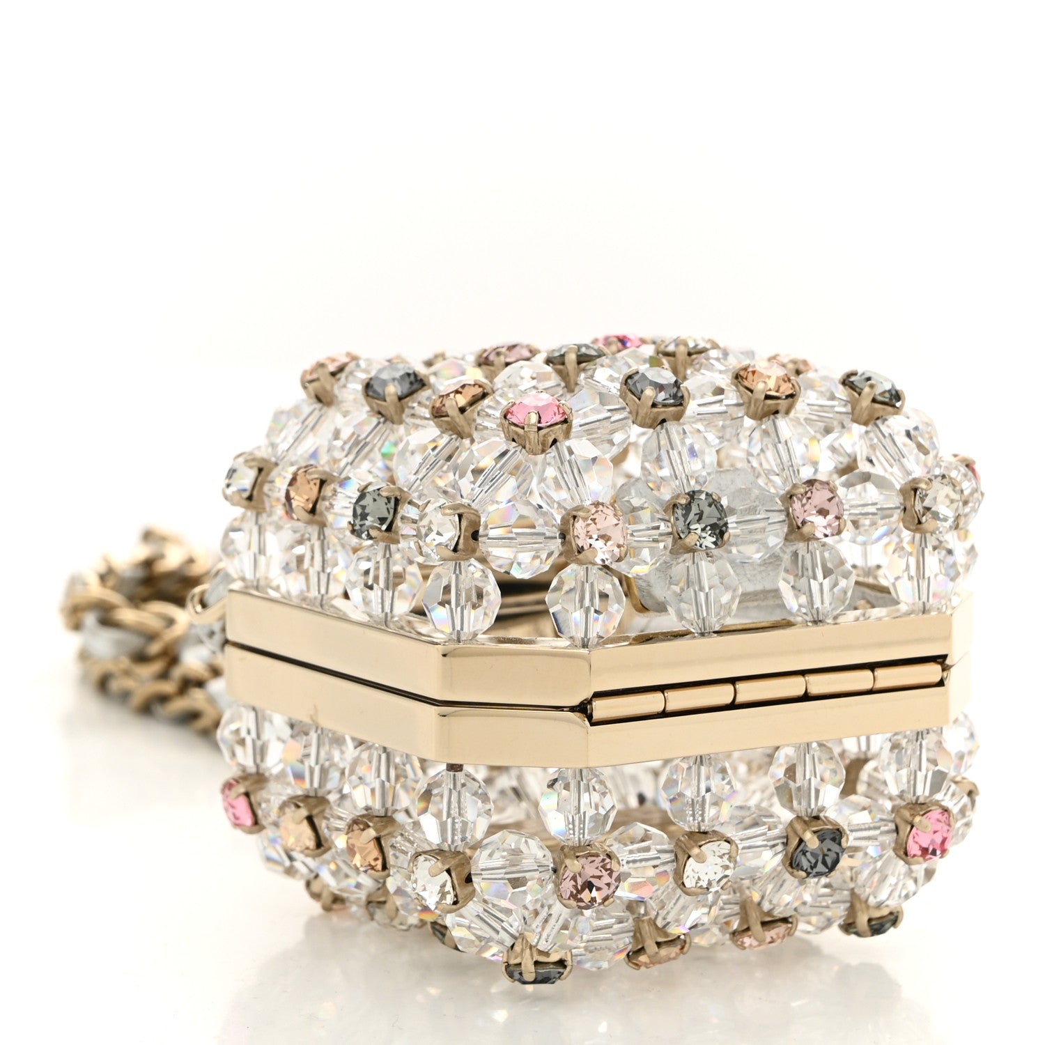 Chanel Metal Bead Crystal Minaudiere CC Mini Evening Bag Gold Multicolor 4 of 11