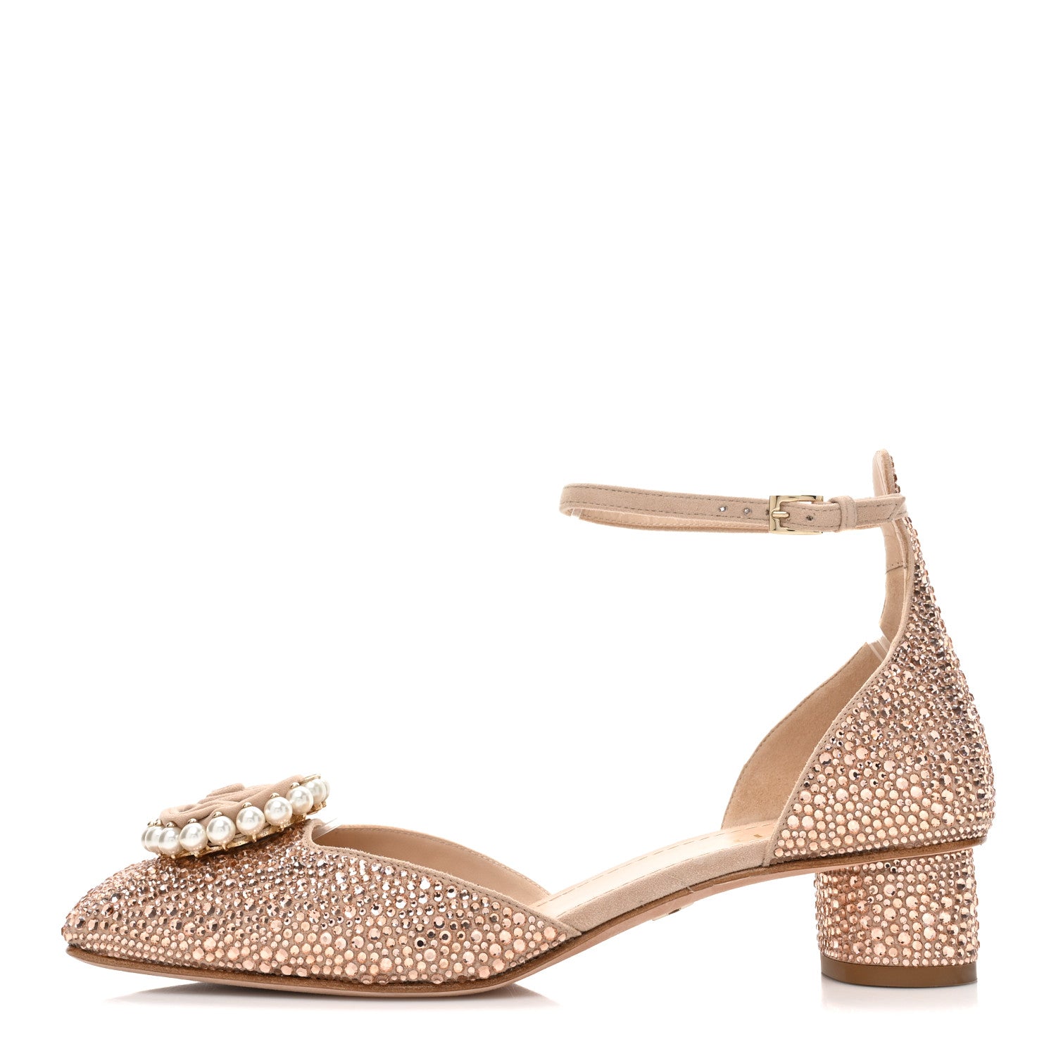 Christian Dior Suede Calfskin Strass Pearl Dior Rose Pumps 38 1 of 10