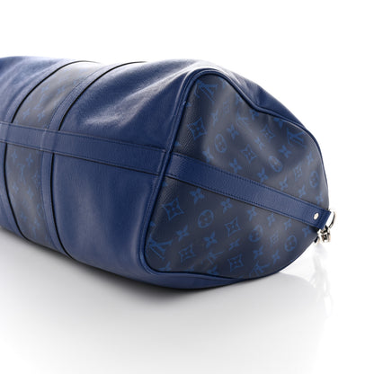 Louis Vuitton Taiga Monogram Eclipse Keepall Bandouliere 50 Pacific Blue 8 of 10