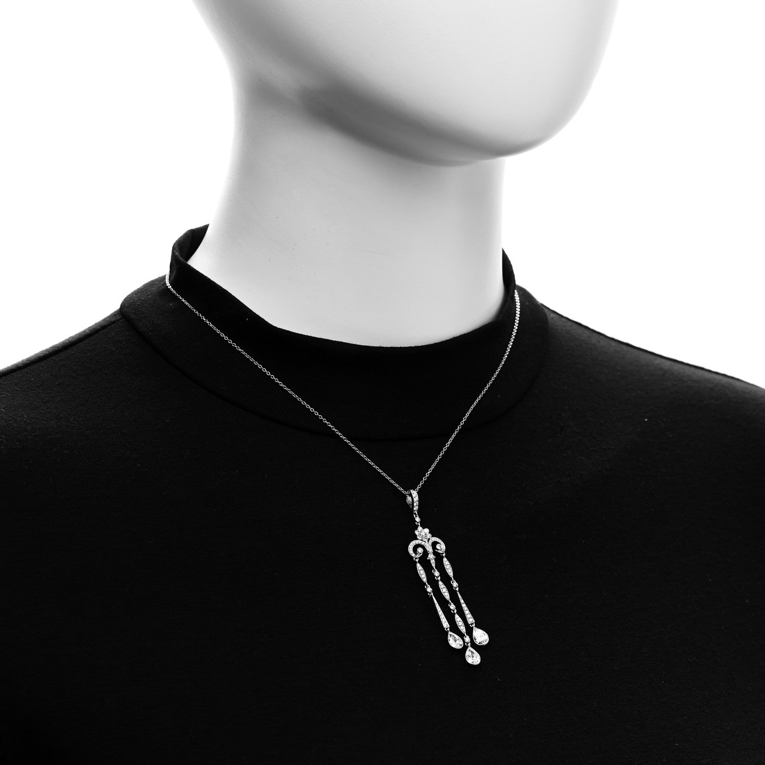 Tiffany Platinum Diamond Legacy Pear Drop Pendant Necklace 2 of 7
