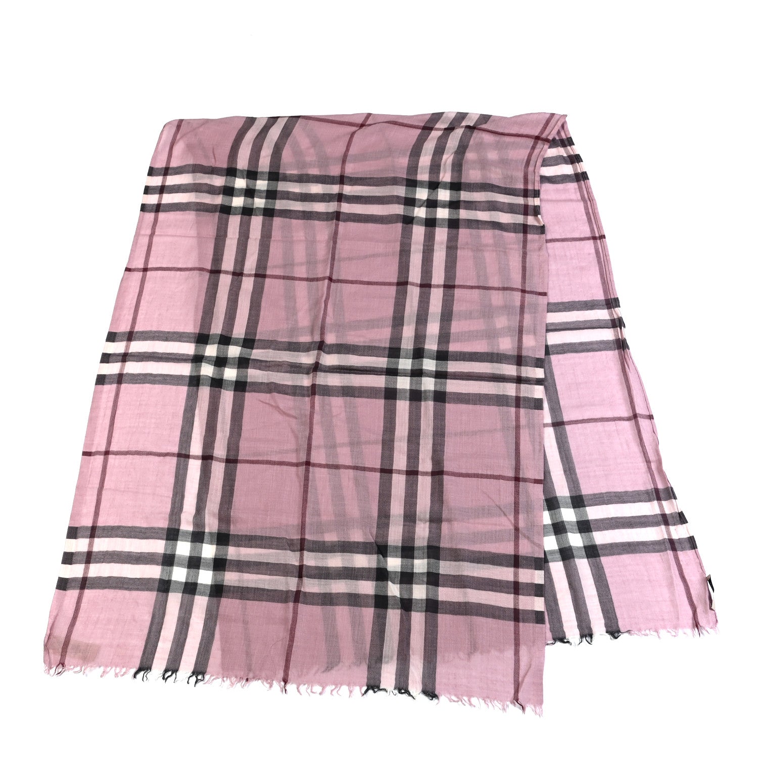 Burberry Silk Wool Gauze Giant Check Scarf Ash Rose 2 of 4