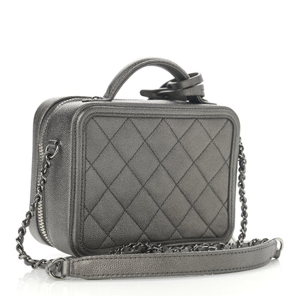 Chanel Caviar Quilted Small CC Filigree Vanity Case Dark Silver 2 of 12