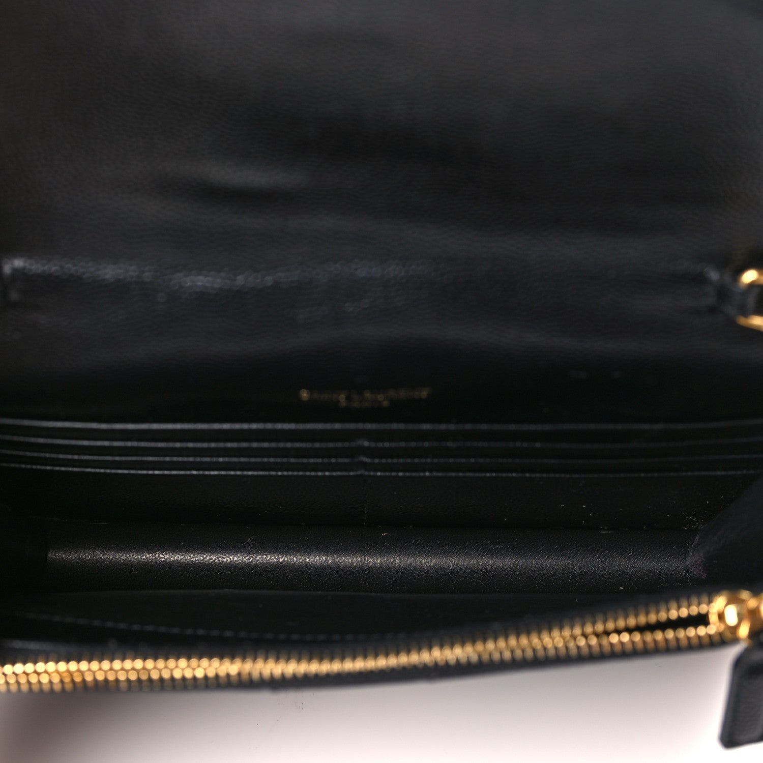 Saint Laurent Grain De Poudre Matelasse Chevron Monogram Envelope Chain Wallet Black 5 of 9