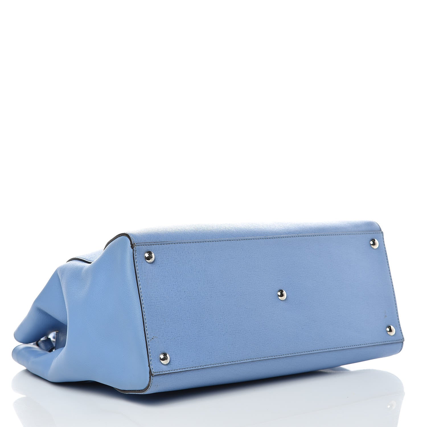 Fendi Vitello Elite Flamingo Regular 2Jours Tote Azzurro Nebula 4 of 18